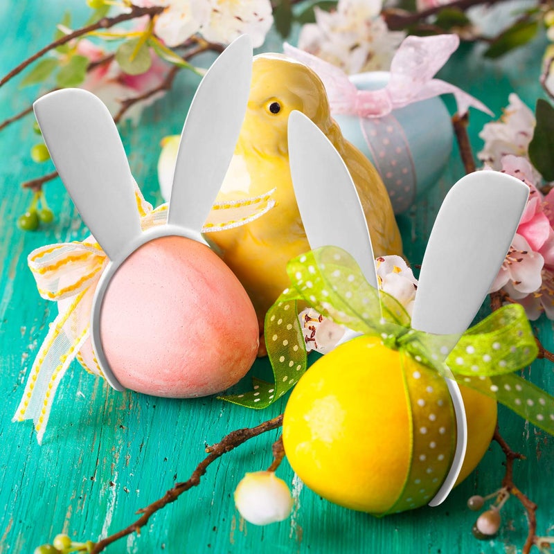 FEPITO 12Pcs Easter Bunny Ear Napkin Rings Rabbit Napkin Ring Holders Table Decorations for Spring Easter Party - Image 5